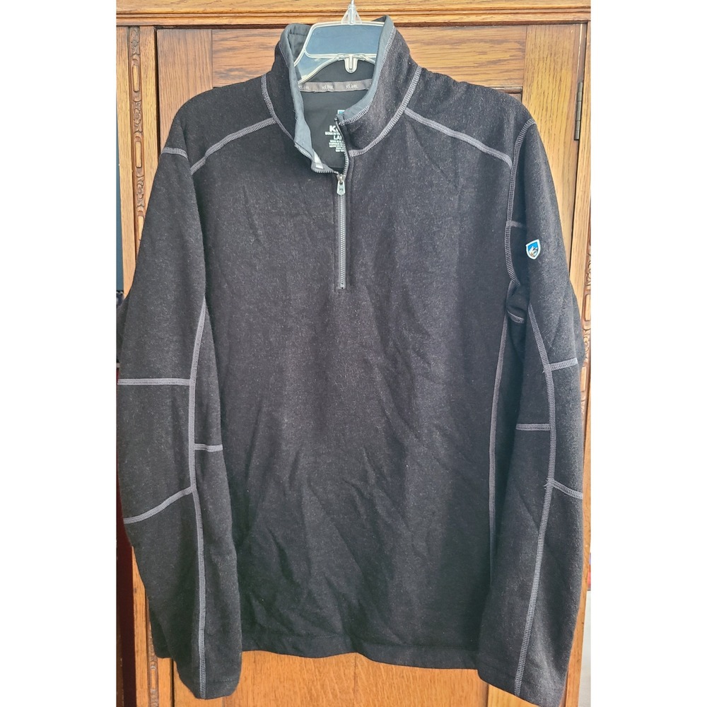 Kuhl Revel 1/4 Zip Fleece Sweater Mens Large Black Heather Pullover RN 108846